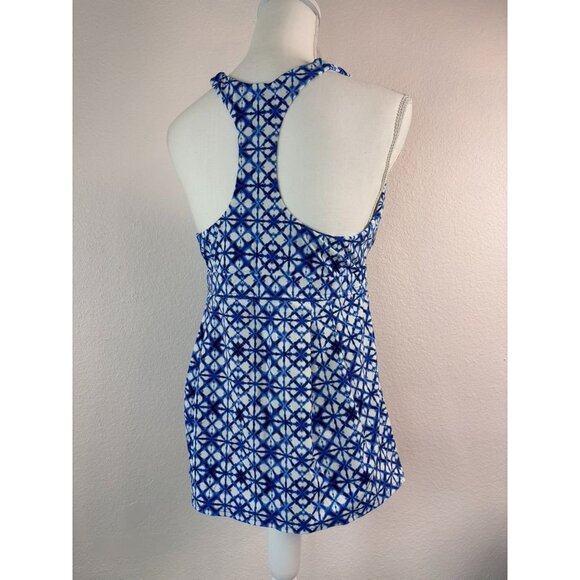 Lands' End women's 10 blue white v-neck tankini swim top racerback wireless‎ - Picture 3 of 5